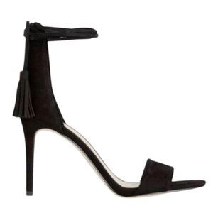 ANN TAYLOR Esme Tassel Ankle Wrap Suede Heeled Sandal Size 6.5M